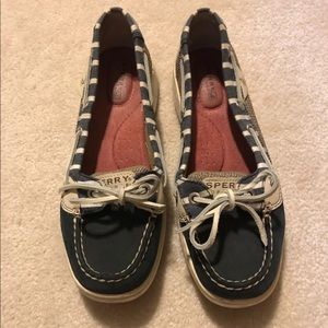 Sperry navy and white striped